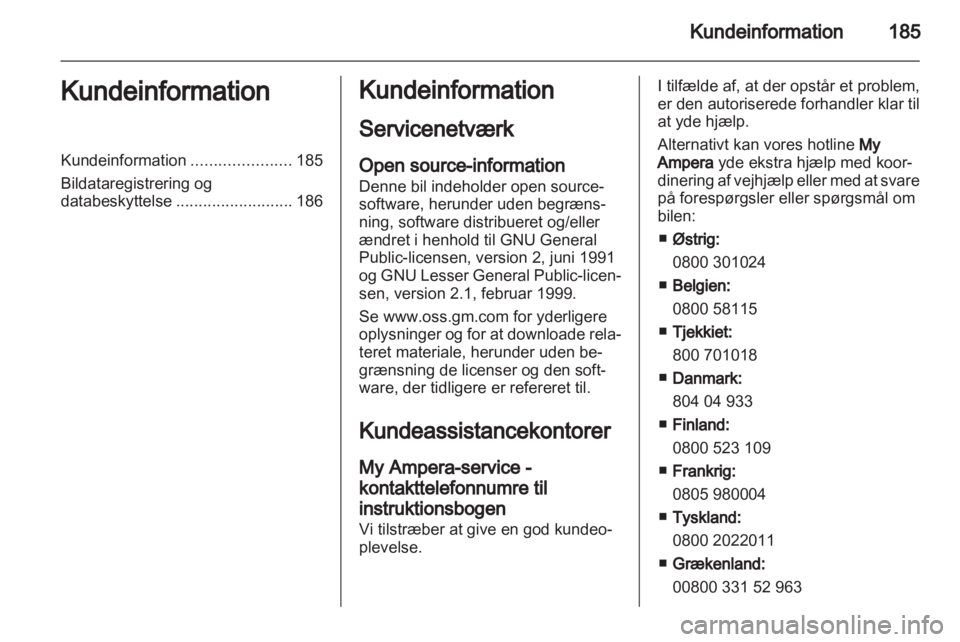 OPEL AMPERA 2012  Instruktionsbog (in Danish) 