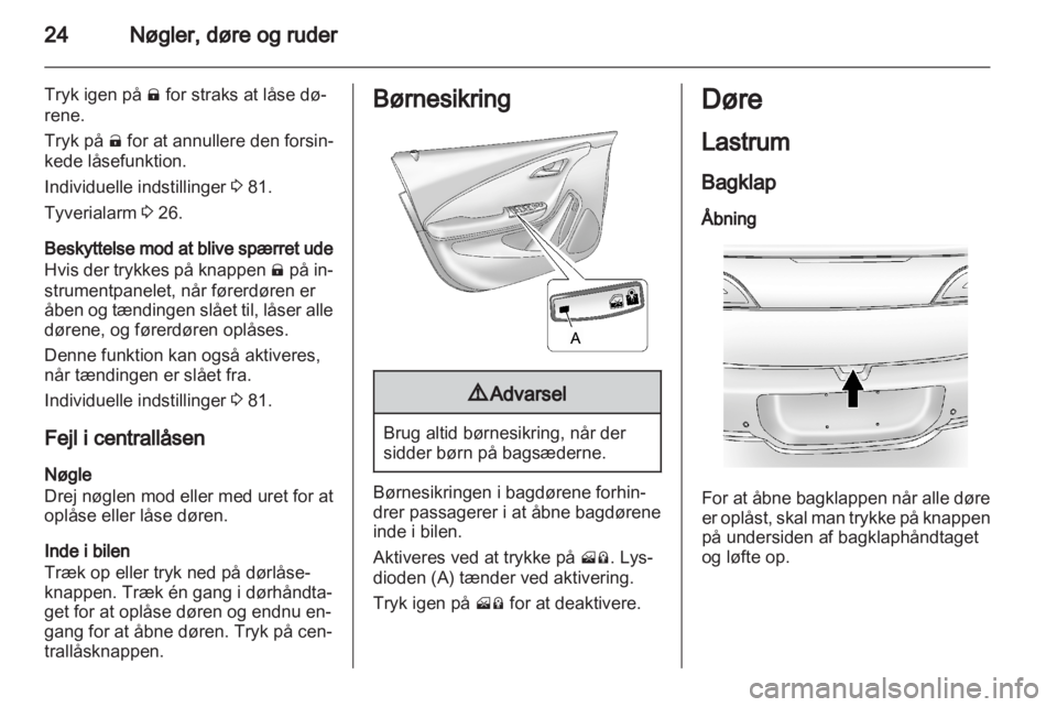 OPEL AMPERA 2012  Instruktionsbog (in Danish) 