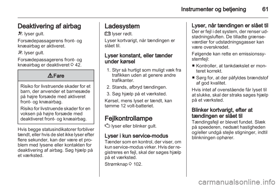 OPEL AMPERA 2012  Instruktionsbog (in Danish) 