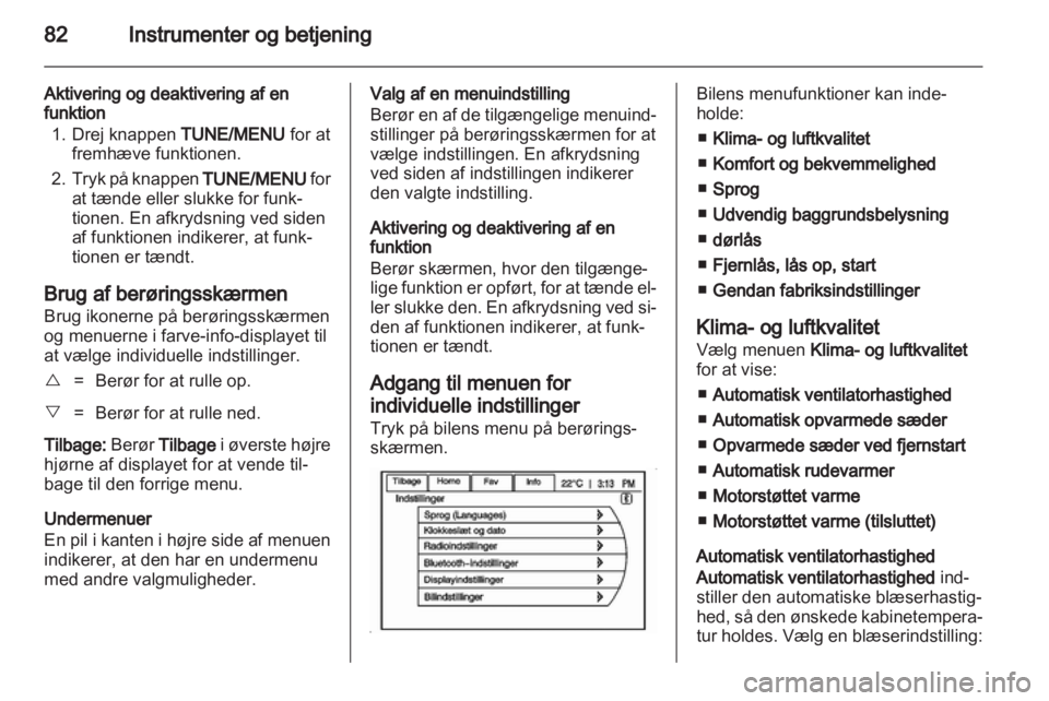 OPEL AMPERA 2012  Instruktionsbog (in Danish) 