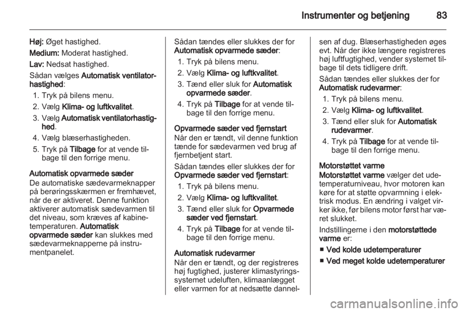 OPEL AMPERA 2012  Instruktionsbog (in Danish) 