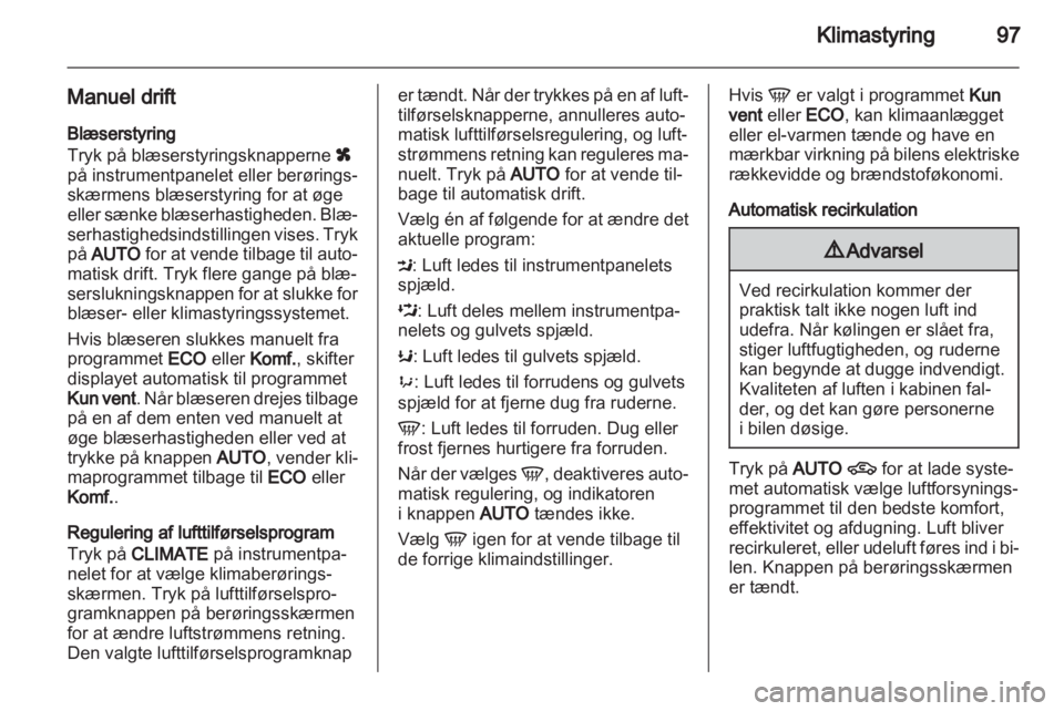 OPEL AMPERA 2012  Instruktionsbog (in Danish) 
