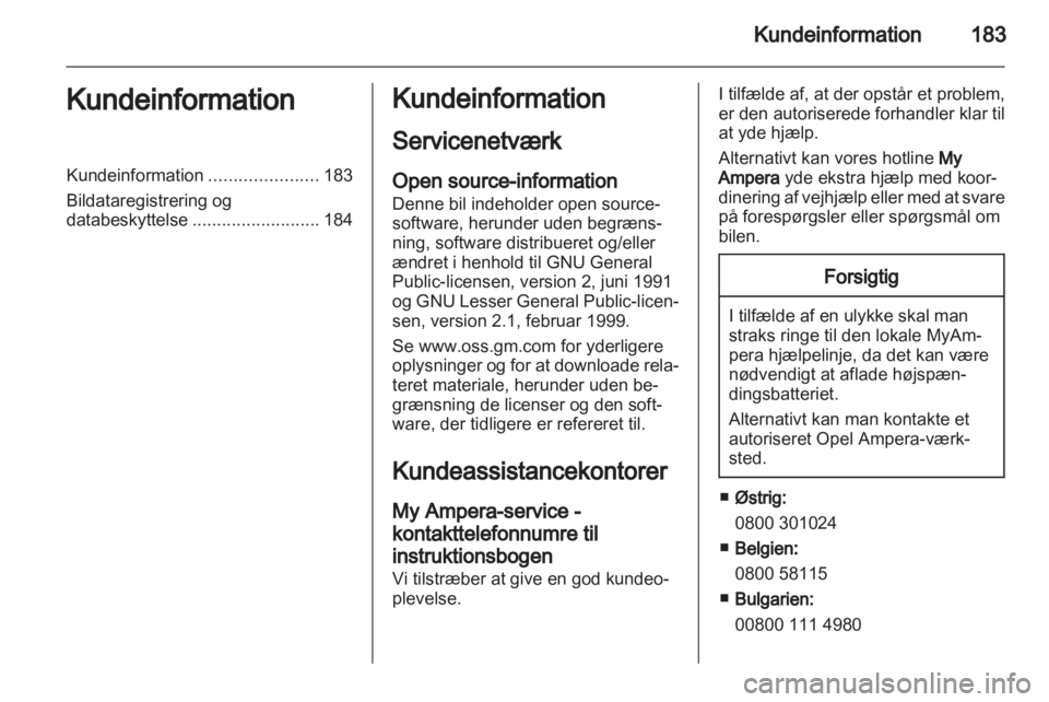 OPEL AMPERA 2012.5  Instruktionsbog (in Danish) 