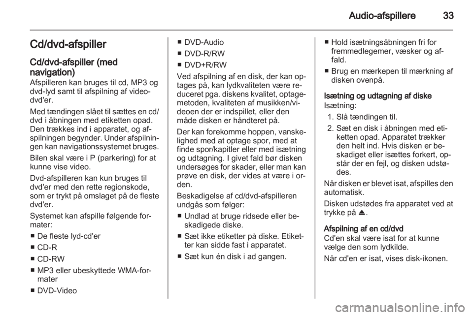 OPEL AMPERA 2013  Instruktionsbog til Infotainment (in Danish) 