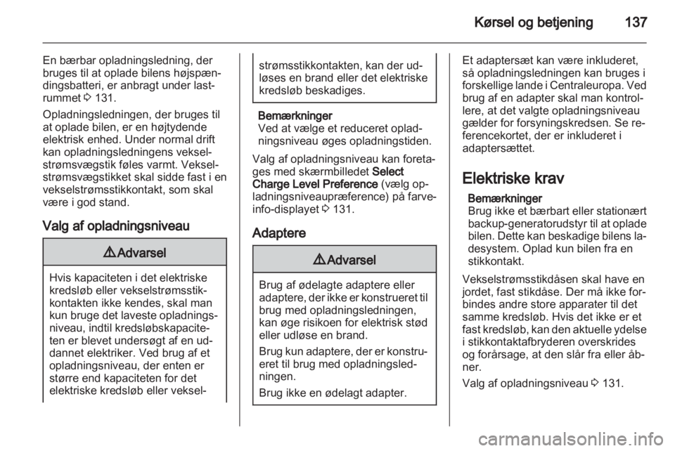 OPEL AMPERA 2013  Instruktionsbog (in Danish) 