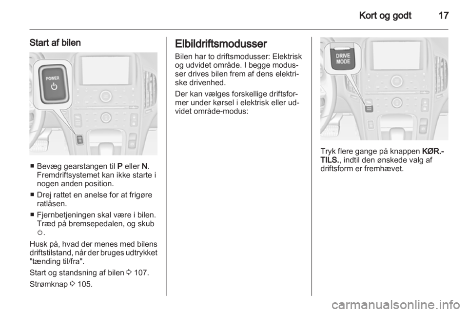 OPEL AMPERA 2013  Instruktionsbog (in Danish) 