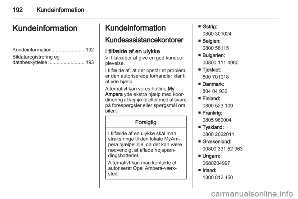 OPEL AMPERA 2013  Instruktionsbog (in Danish) 