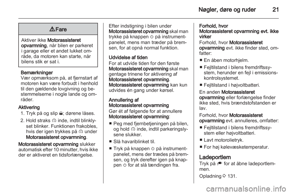 OPEL AMPERA 2013  Instruktionsbog (in Danish) 