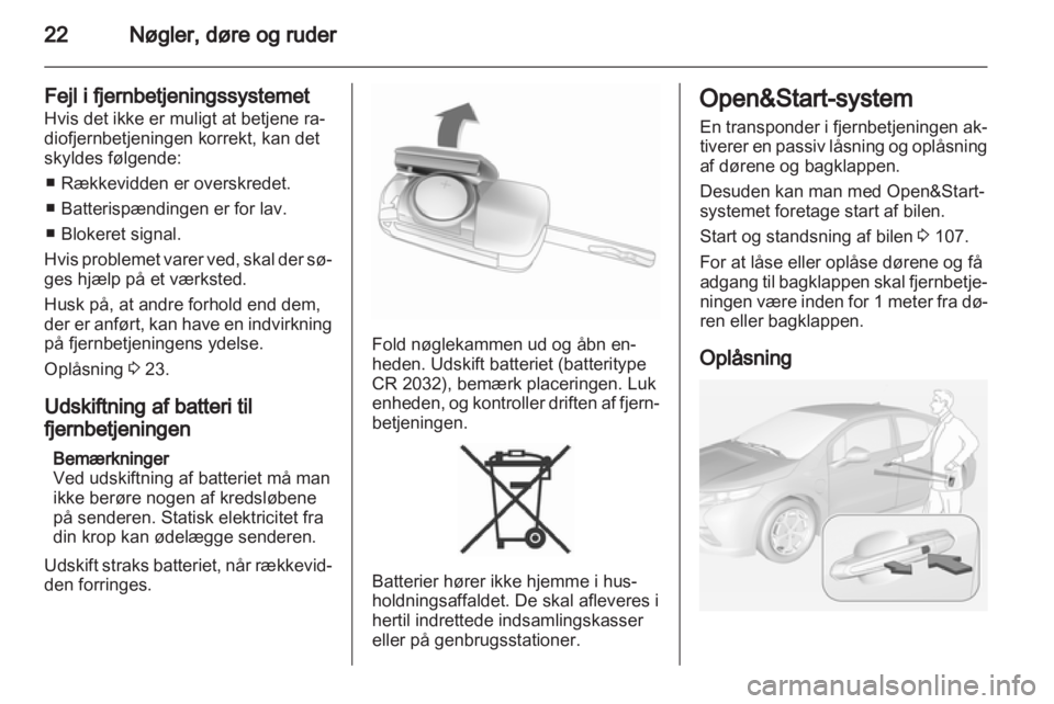 OPEL AMPERA 2013  Instruktionsbog (in Danish) 