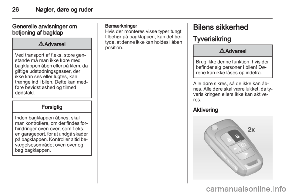 OPEL AMPERA 2013  Instruktionsbog (in Danish) 