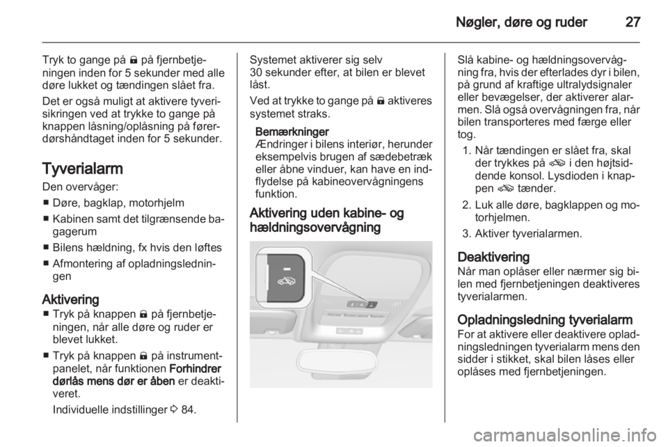 OPEL AMPERA 2013  Instruktionsbog (in Danish) 