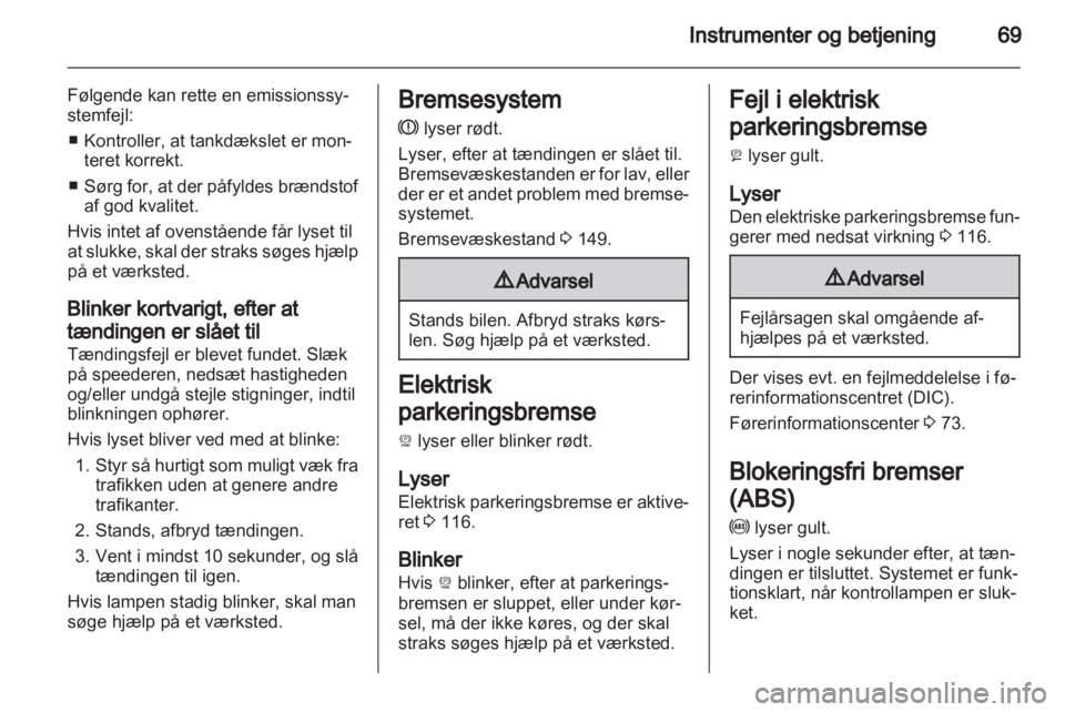 OPEL AMPERA 2013  Instruktionsbog (in Danish) 