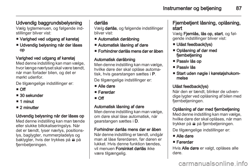 OPEL AMPERA 2013  Instruktionsbog (in Danish) 