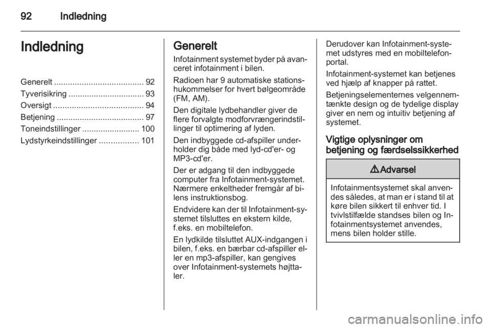 OPEL ANTARA 2012  Instruktionsbog til Infotainment (in Danish) 