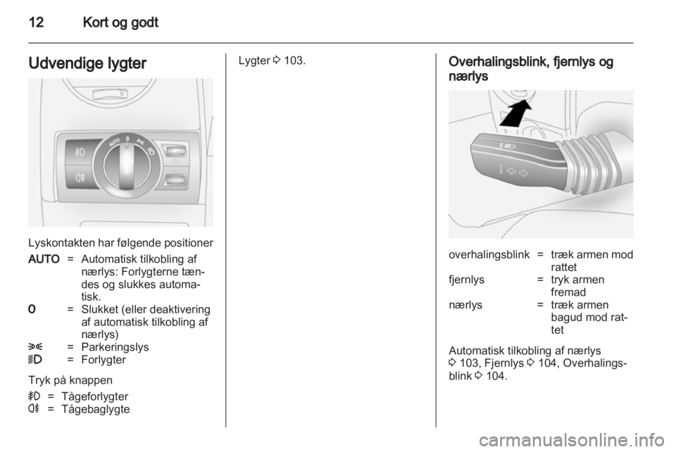 OPEL ANTARA 2012.5  Instruktionsbog (in Danish) 