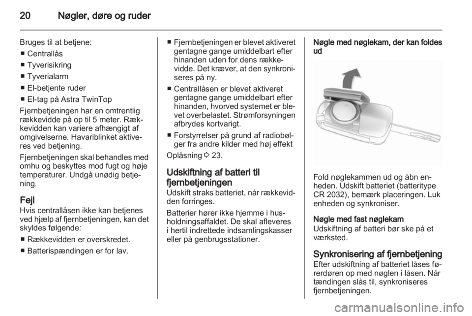 OPEL ASTRA H 2011  Instruktionsbog (in Danish) 