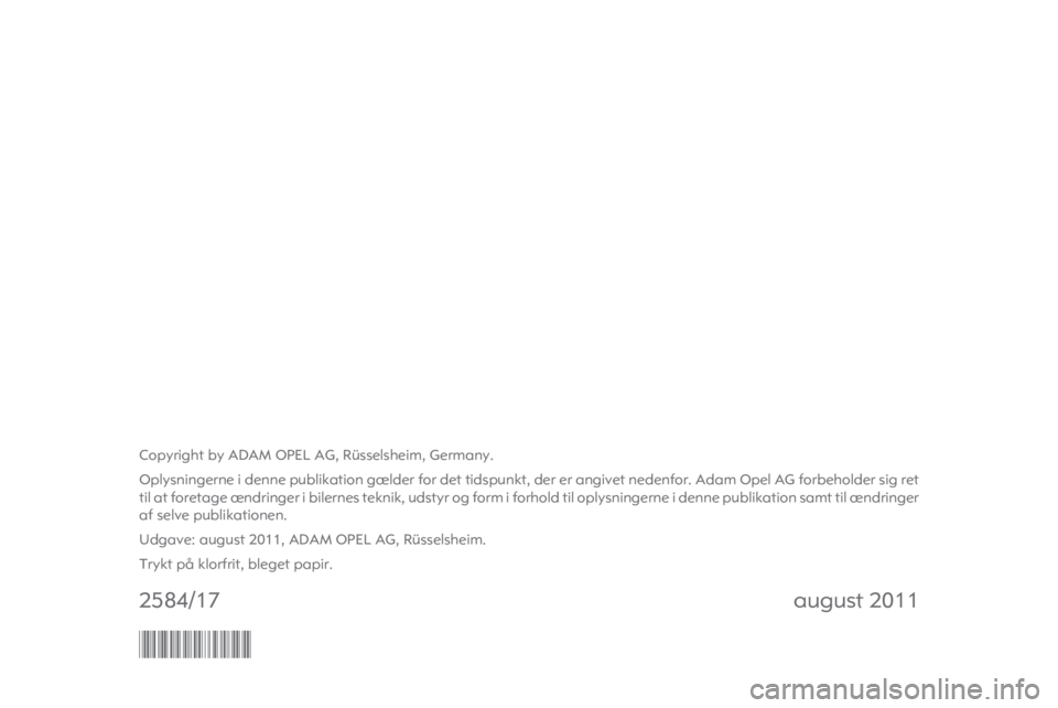 OPEL ASTRA H 2012  Instruktionsbog (in Danish) 