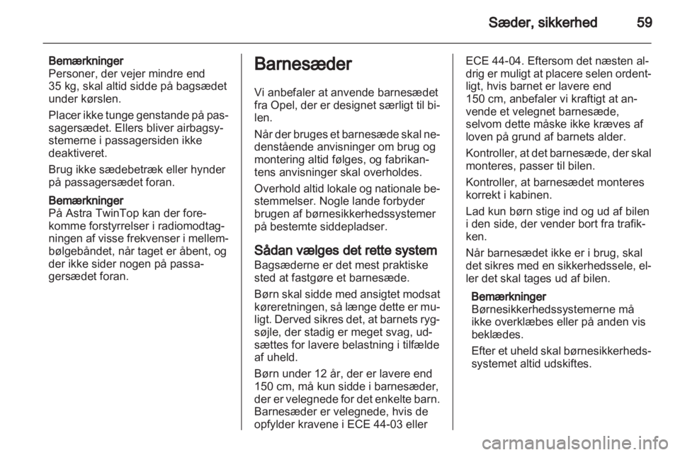 OPEL ASTRA H 2012  Instruktionsbog (in Danish) 
