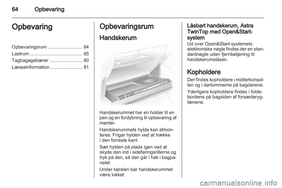 OPEL ASTRA H 2012  Instruktionsbog (in Danish) 