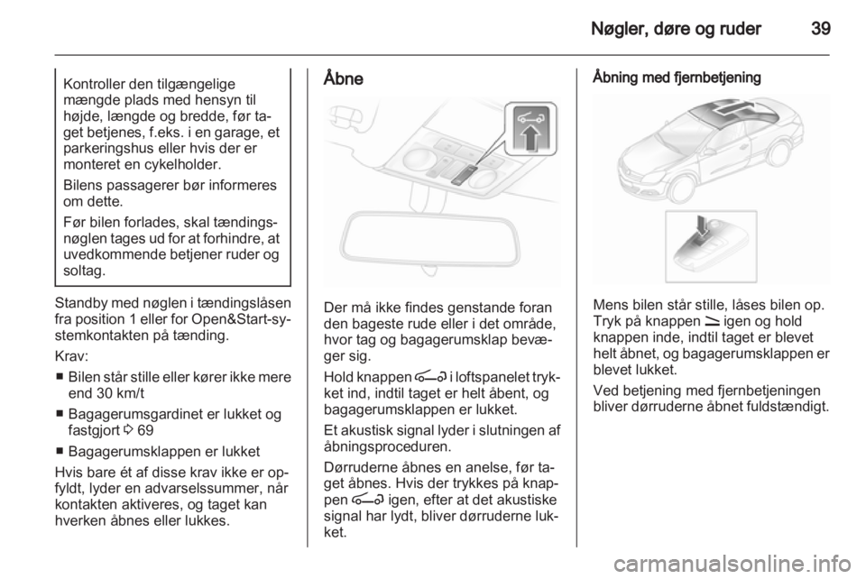 OPEL ASTRA H 2013  Instruktionsbog (in Danish) 