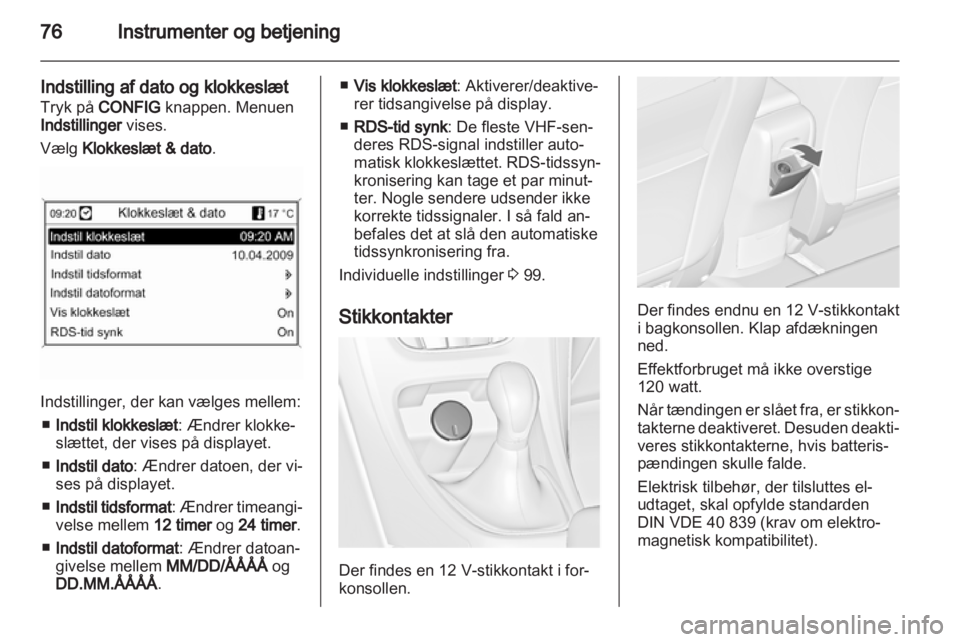 OPEL ASTRA J 2010.5  Instruktionsbog (in Danish) 