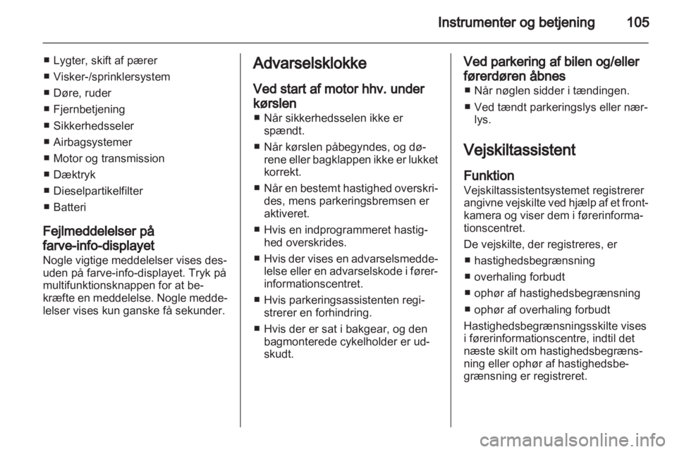 OPEL ASTRA J 2011  Instruktionsbog (in Danish) 