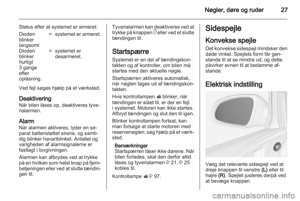 OPEL ASTRA J 2011  Instruktionsbog (in Danish) 
