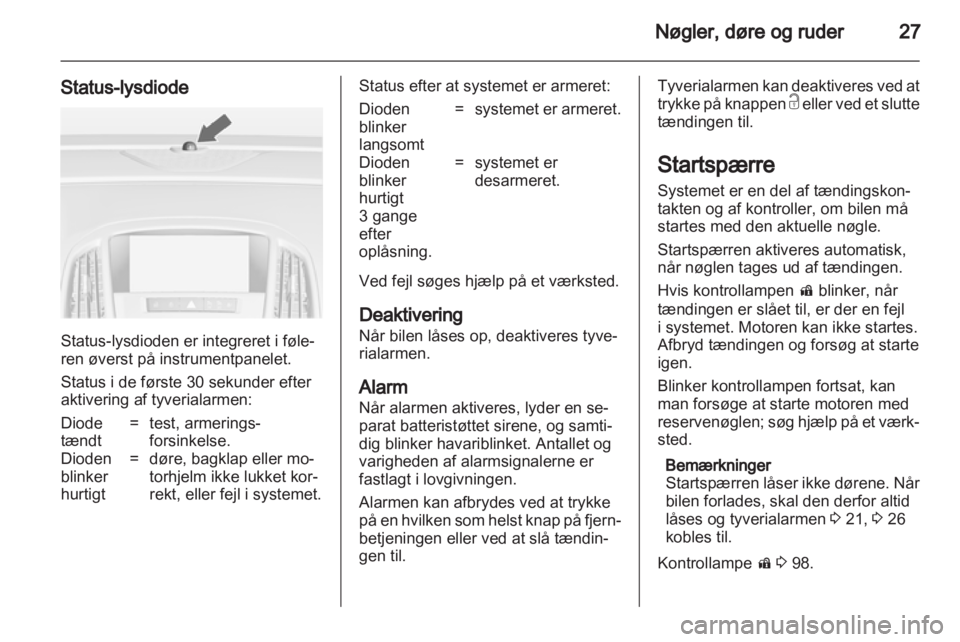 OPEL ASTRA J 2011.5  Instruktionsbog (in Danish) 