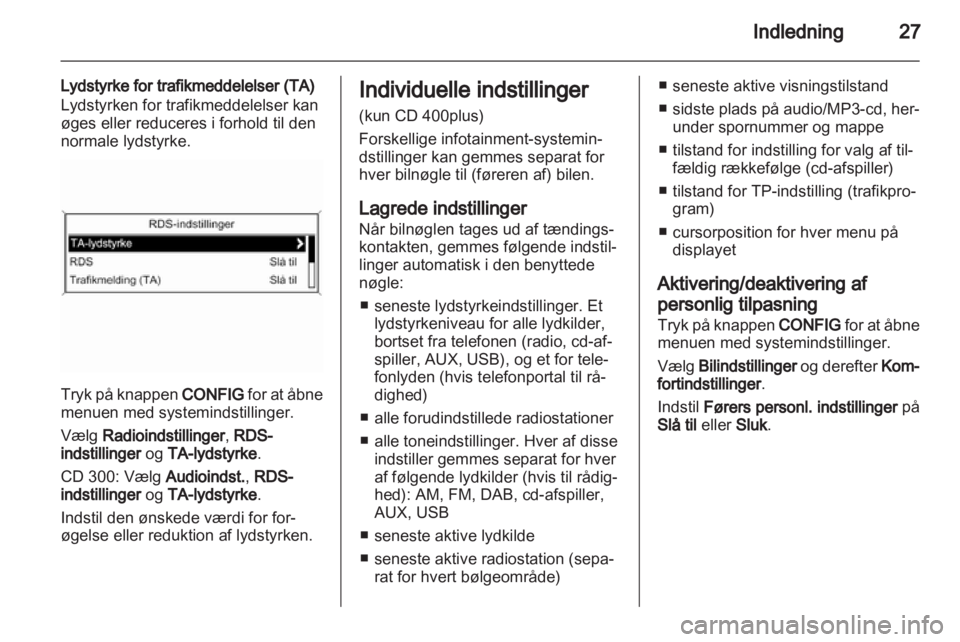 OPEL ASTRA J 2013.5  Instruktionsbog til Infotainment (in Danish) 