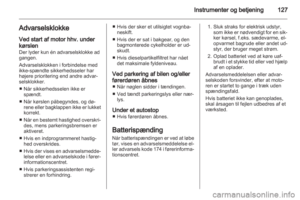 OPEL ASTRA J 2013.5  Instruktionsbog (in Danish) 