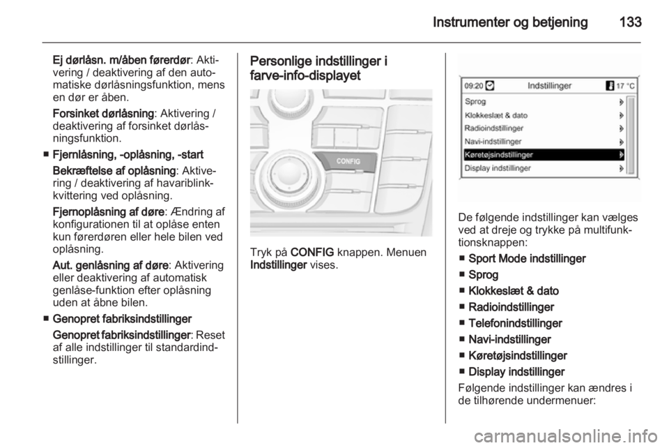 OPEL ASTRA J 2013.5  Instruktionsbog (in Danish) 