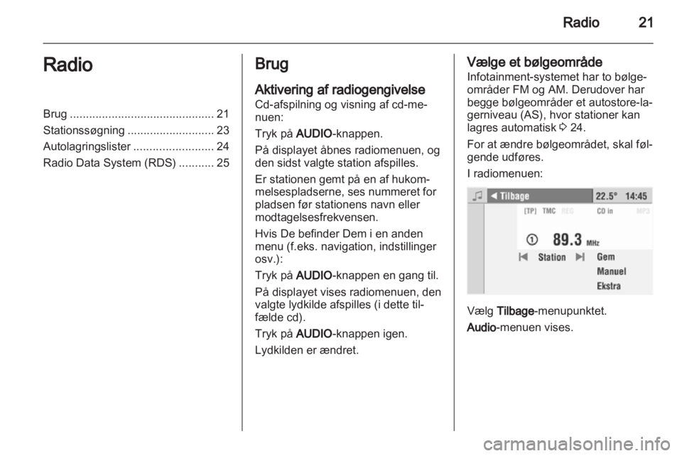 OPEL COMBO 2011.5  Instruktionsbog til Infotainment (in Danish) 