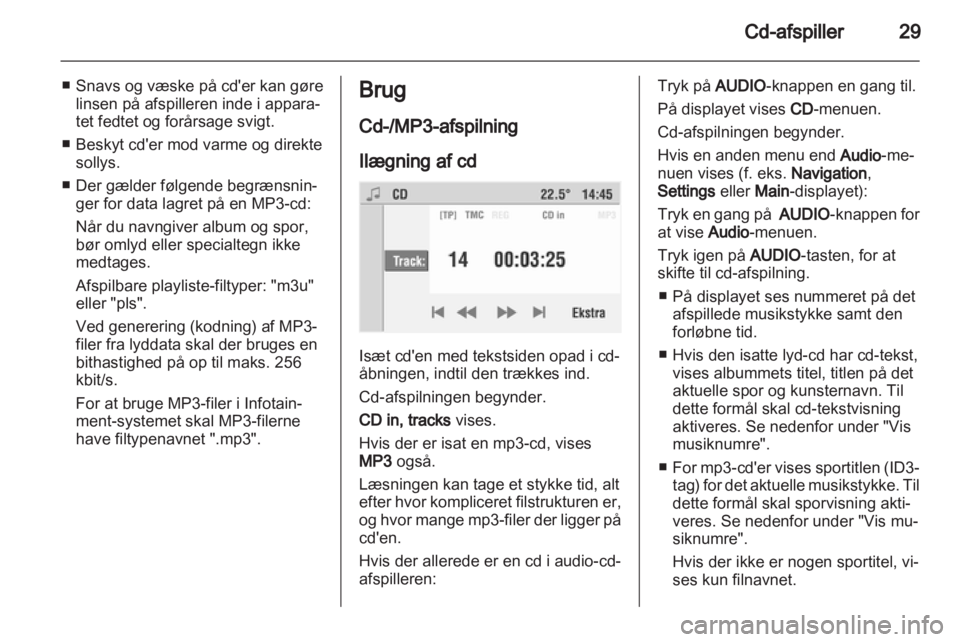 OPEL COMBO 2011.5  Instruktionsbog til Infotainment (in Danish) 