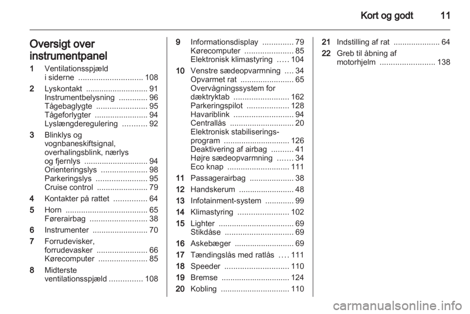 OPEL CORSA 2011  Instruktionsbog (in Danish) 