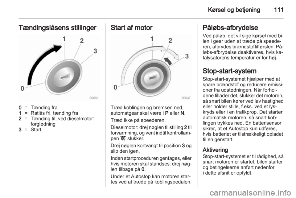 OPEL CORSA 2011  Instruktionsbog (in Danish) 