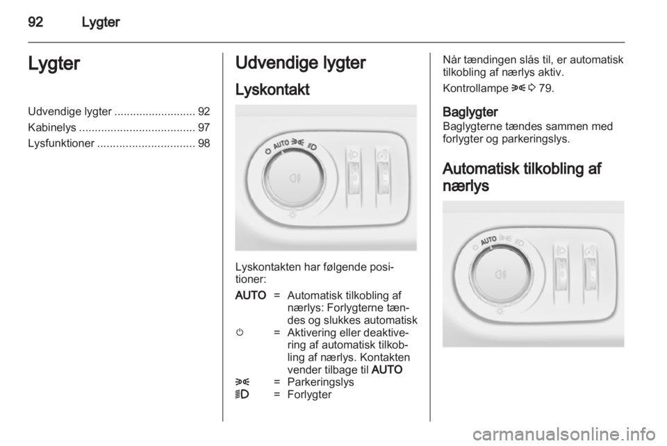 OPEL CORSA 2011.5  Instruktionsbog (in Danish) 