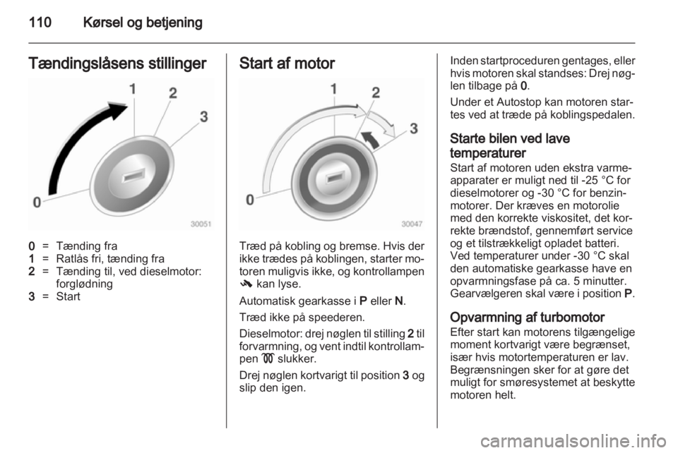OPEL CORSA 2012  Instruktionsbog (in Danish) 