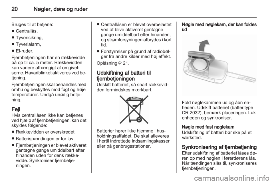 OPEL CORSA 2012  Instruktionsbog (in Danish) 