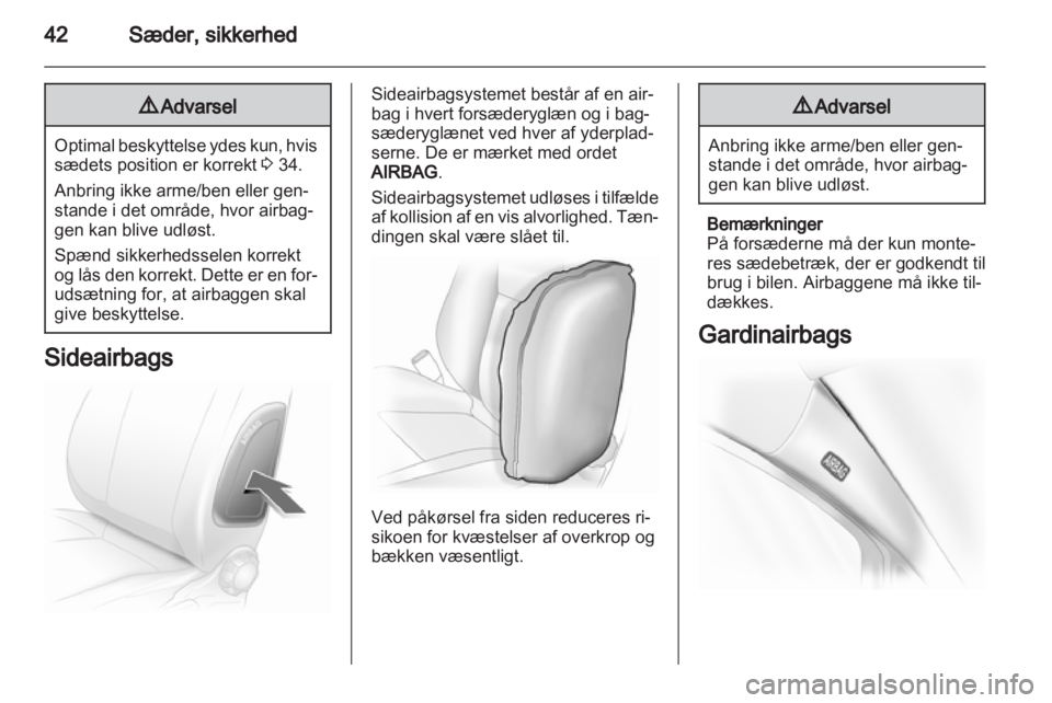 OPEL CORSA 2012  Instruktionsbog (in Danish) 