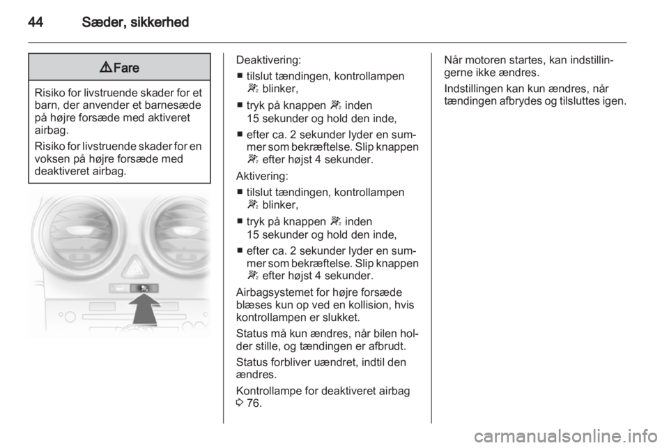 OPEL CORSA 2012  Instruktionsbog (in Danish) 