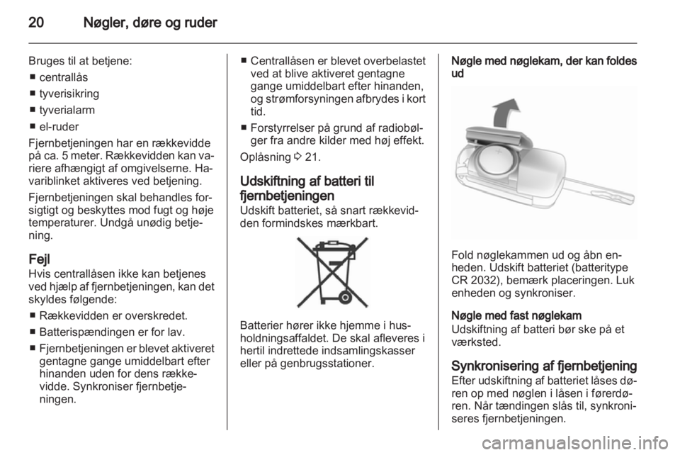 OPEL CORSA 2013.5  Instruktionsbog (in Danish) 