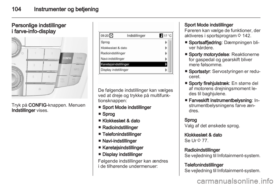 OPEL INSIGNIA 2012  Instruktionsbog (in Danish) 