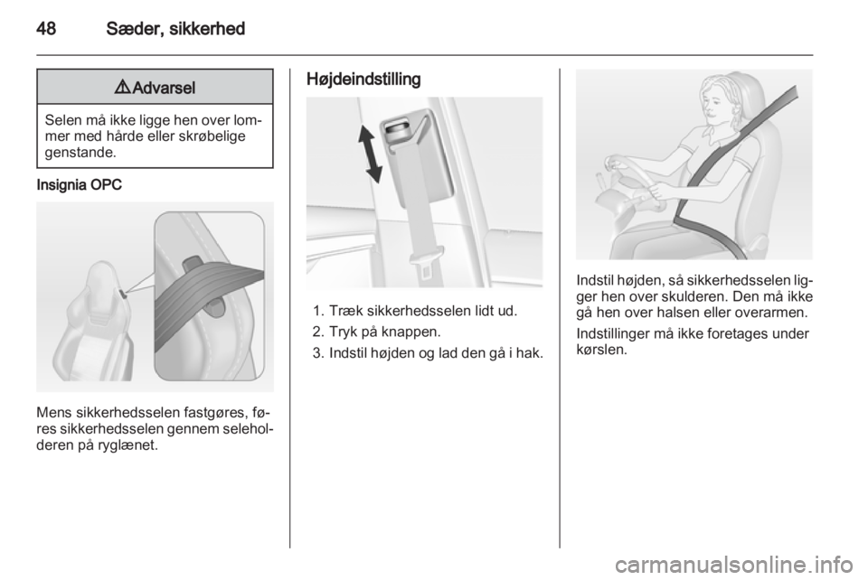 OPEL INSIGNIA 2012  Instruktionsbog (in Danish) 