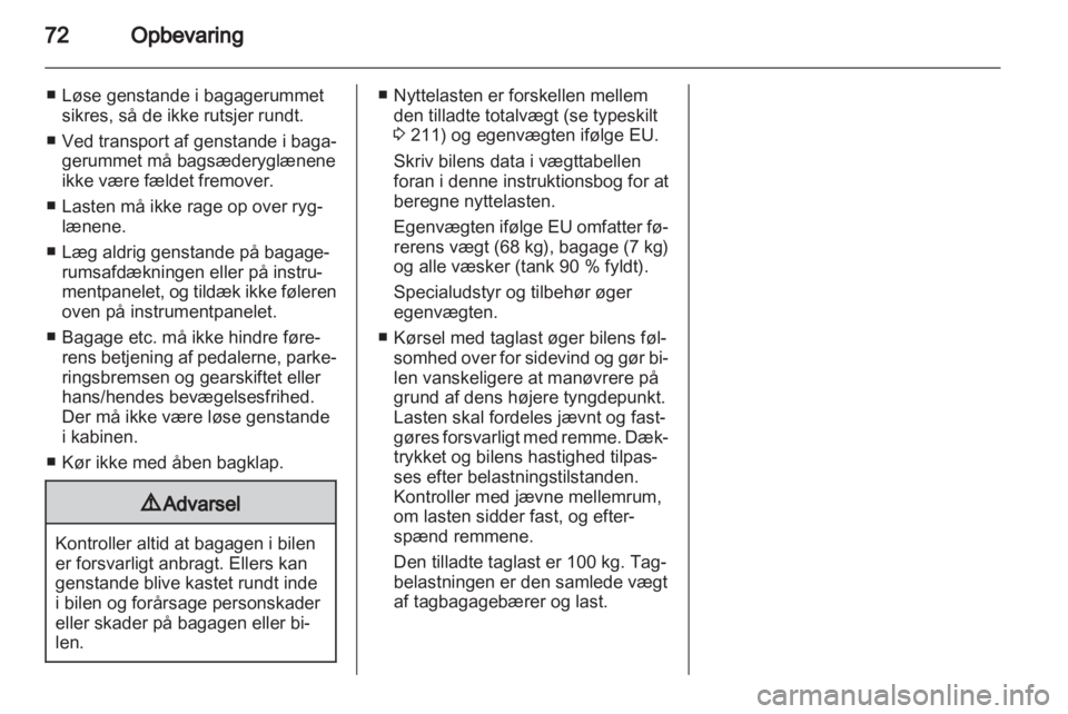 OPEL INSIGNIA 2012  Instruktionsbog (in Danish) 