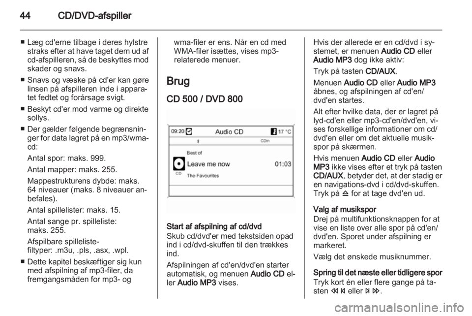 OPEL MERIVA 2011.25  Instruktionsbog til Infotainment (in Danish) 