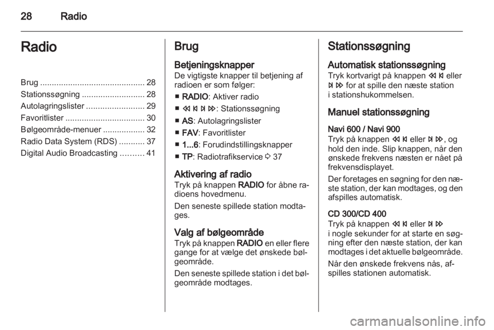 OPEL MERIVA 2012  Instruktionsbog til Infotainment (in Danish) 