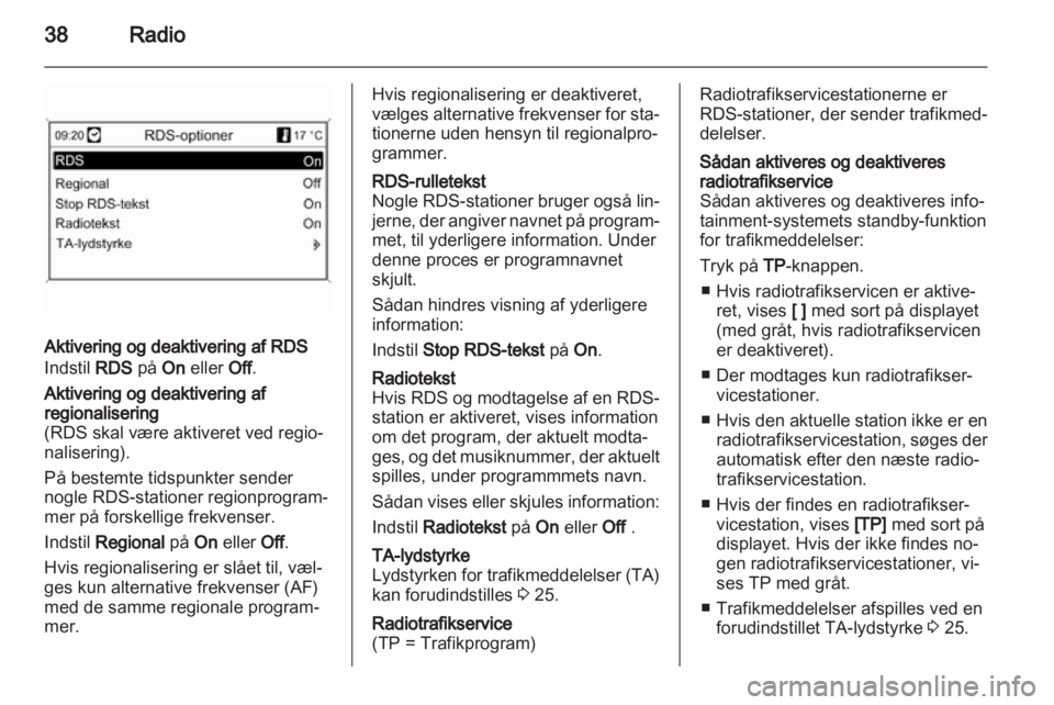 OPEL MERIVA 2012  Instruktionsbog til Infotainment (in Danish) 