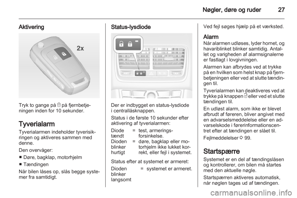 OPEL MERIVA 2012  Instruktionsbog (in Danish) 