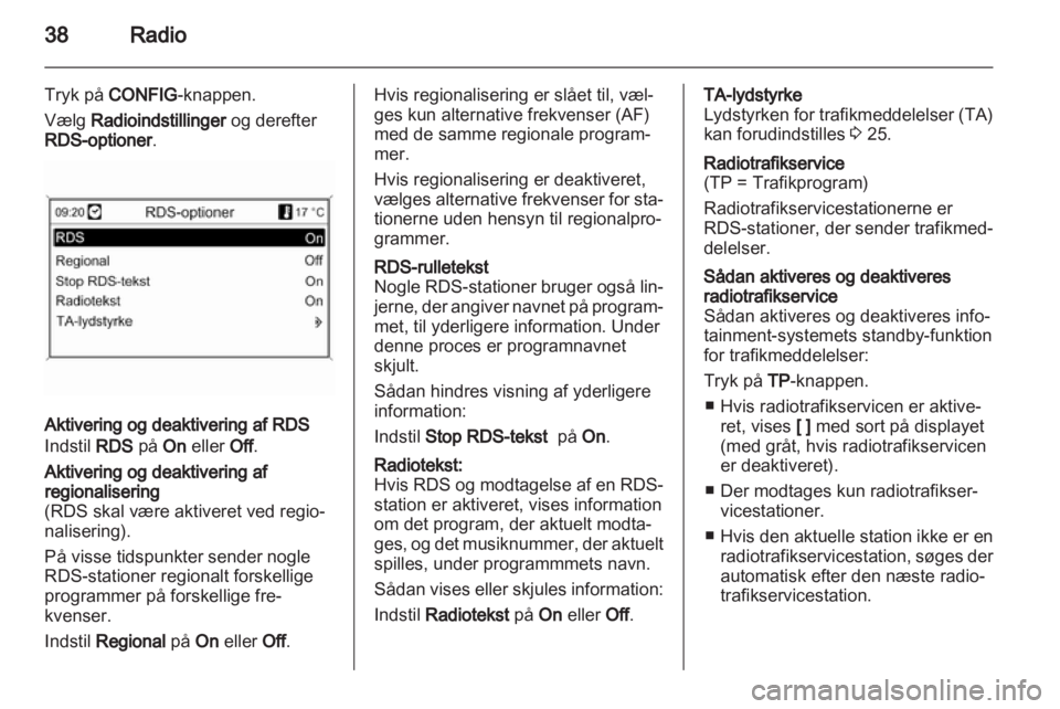 OPEL MERIVA 2012.5  Instruktionsbog til Infotainment (in Danish) 