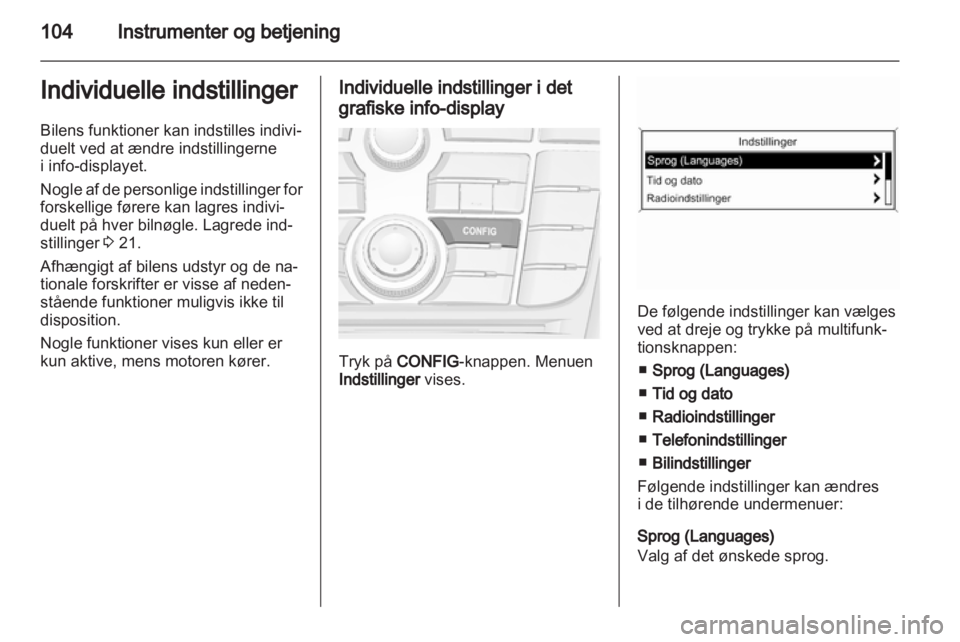 OPEL MERIVA 2012.5  Instruktionsbog (in Danish) 